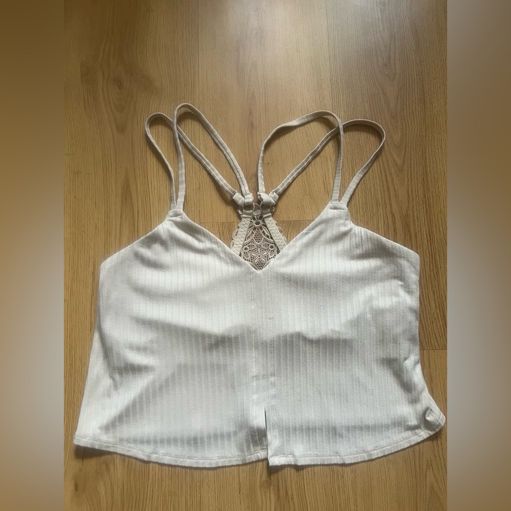 Aerie White Ribbed Backless Camisole